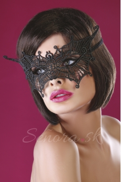 Erotická čierna čipkovaná maska na oči