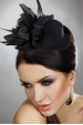 Elegantný čierny mini klobúčik s kvietkom
